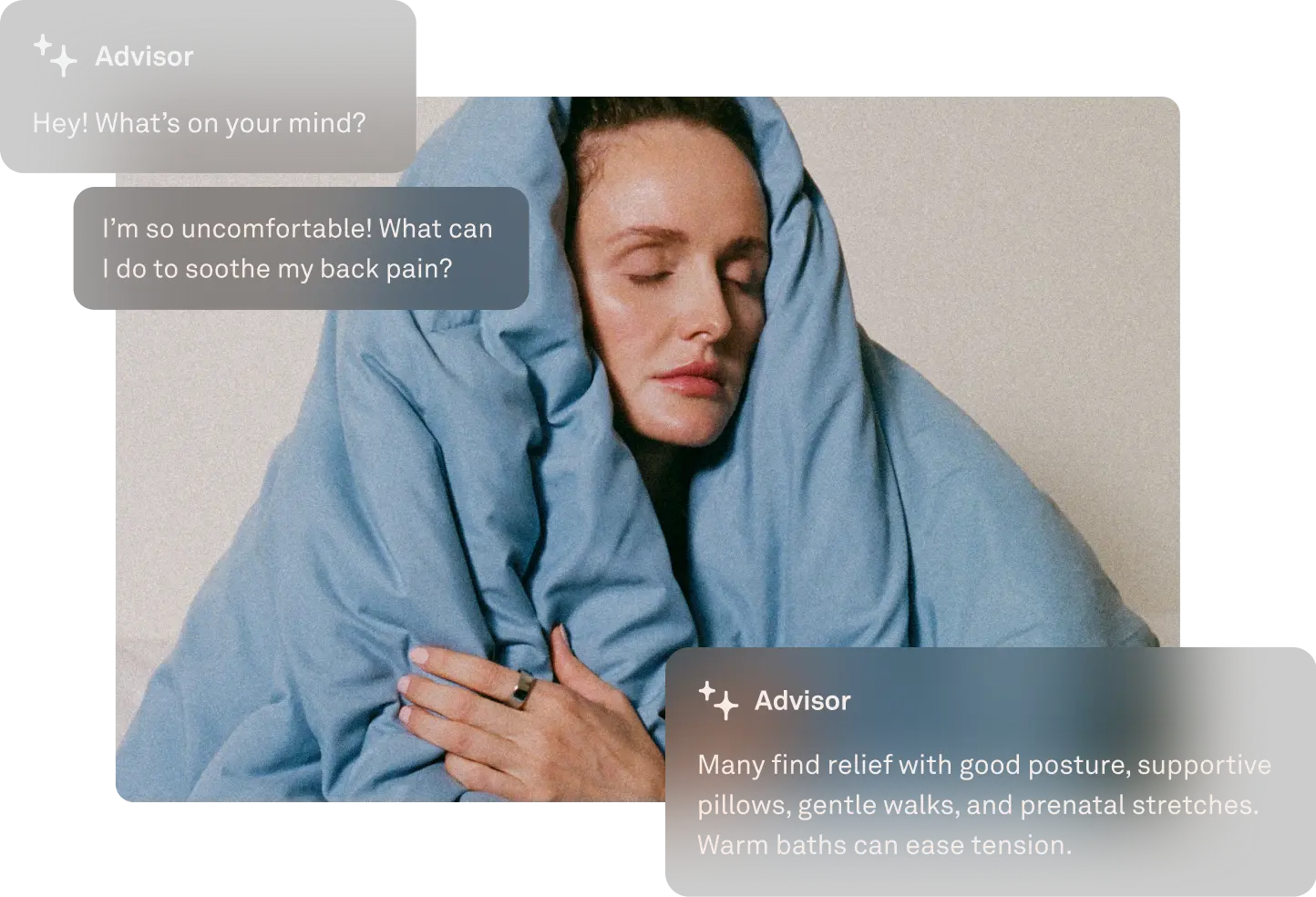 Person managing stress with data overlay